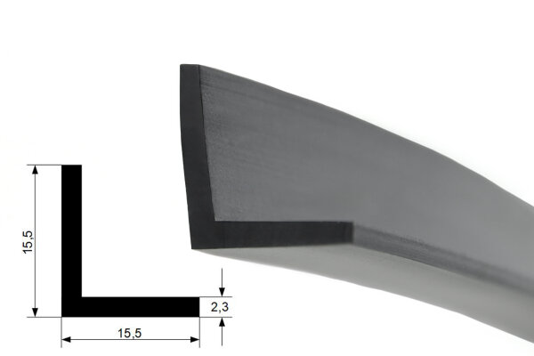 EPDM-massief rubber L-profiel 15,5x15,5x2,3 mm zwart SMI WKP11