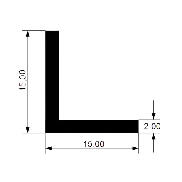Profilé L en TPE plein 15x15x2,5 mm noir SMI WKP13