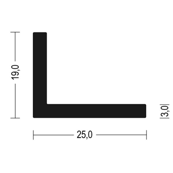 WKP20 Vollgummi EPDM Winkelprofil L - Profil 19x25x3 mm Gummi L-Winkel Schutzleiste