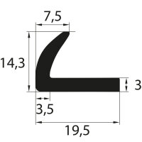 EPDM-massief rubber L-profiel 14,3x19,5x3 mm SMI WKP9