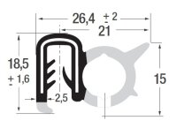 DS40 - EPDM Kantenschutz Dichtungs Profil Gummi Dichtung seitlich - Klemmbereich 2 - 4 mm