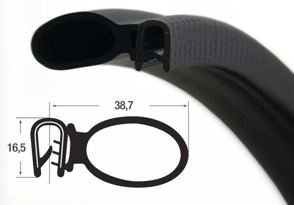 DS41 - PVC/ EPDM Kantenschutz Dichtungs Profil Gummi Dichtung seitlich - Klemmbereich 2 - 4 mm