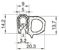 DS5 - PVC/EPDM edge protection sealing profile rubber...