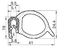 DS6 - PVC/ EPDM Kantenschutz Dichtungs Profil Gummi Dichtung seitlich - Klemmbereich 2 - 4,5 mm