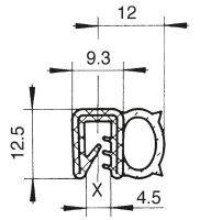 DS7 - EPDM Kantenschutz Dichtungs Profil Gummi Dichtung seitlich - Klemmbereich 1 - 4 mm
