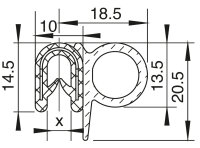 DS9 - PVC/ EPDM Kantenschutz Dichtungs Profil Gummi Dichtung seitlich - Klemmbereich 1,5 - 2,5 mm