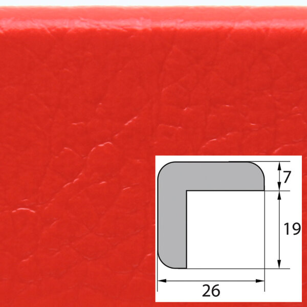 ES1-D-R perfil protector de esquinas (PU) con superficie adhesiva en rojo - protección contra impactos - perfil de advertencia - perfil protector
