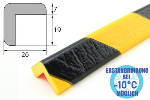ES1-FR-GS perfil protector de esquinas (PU) con superficie adhesiva apta para heladas permanentes - amarillo/negro - protección contra impactos