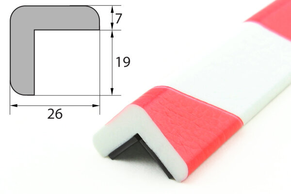 ES1-MAG-RW Eckschutzprofil (PU) mit Magnet - Rot/Weiß - Stoßschutz - Warnprofil - Schutzprofil
