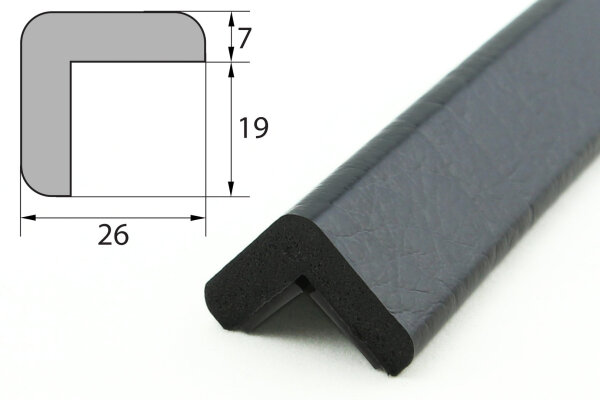 ES1-MAG-S profilé de protection d’angle (PU) avec aimant - noir - protection antichoc - profilé de signalisation - profilé de protection