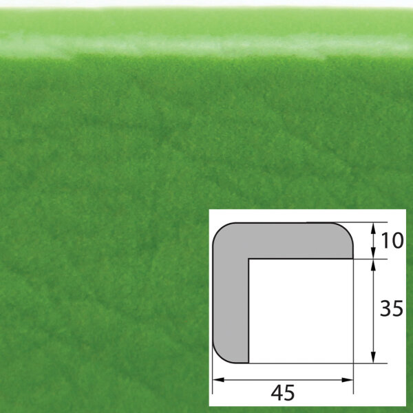 ES2-D-GR profilé de protection d’angle (PU) avec surface adhésive en vert - protection antichoc - profilé de signalisation - profilé de protection
