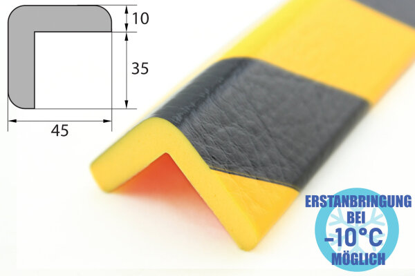 ES2-FR-GS Corner protection profile (PU) with permanent frost-resistant adhesive surface - Yellow/Black - Impact protection