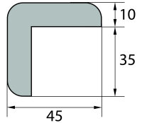 ES2-FR-S Eckschutzprofil (PU) m. dauerfrostgeeigneter Klebefläche - Schwarz- Stoßschutz - Warnprofil