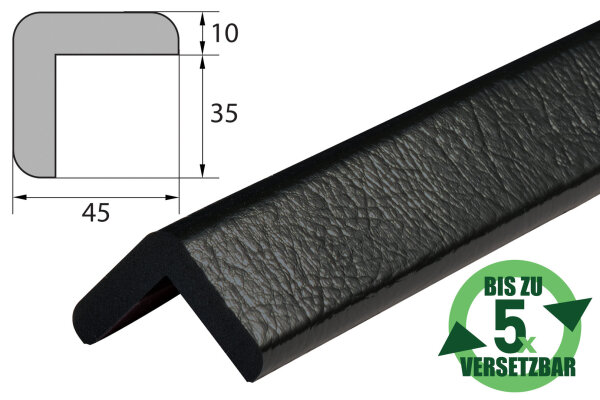 ES2-RE-S Profilé de protection dangle (PU) avec surface adhésive repositionnable - Noir - Protection contre les chocs - Profil davertissement