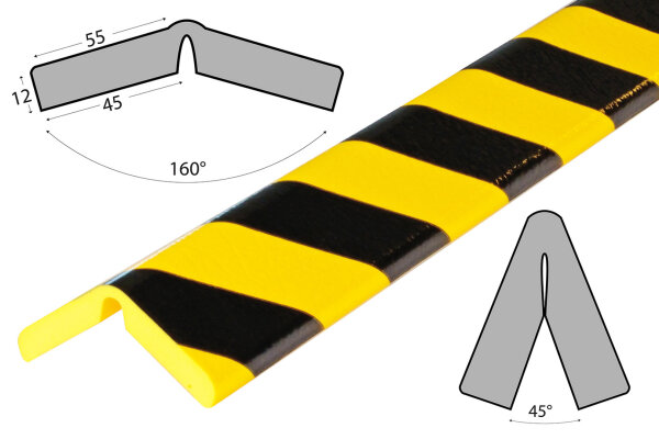 Produktbild von Kantenschutz Selbstklebend 5m – Gelb/Schwarz, L-Form Schaumstoff NBR, Für Tisch, Tür, Garage & Regal