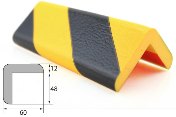 ES3-GS-1 Profilo di protezione per angoli (PU) con superficie adesiva Giallo/Nero - Protezione dagli urti - Profilo di avvertimento (pezzo da 1 m)