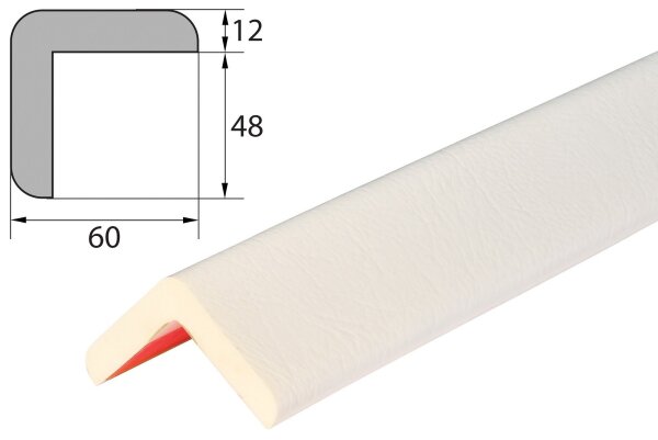 ES3-W-1 Corner protection profile (PU) with adhesive surface White - Impact protection - Warning profile (1m piece)
