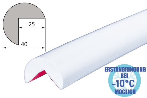 ES4-FR-W Profilé de protection dangle (PU) avec surface adhésive résistante au gel permanent - Blanc - Protection contre les chocs - Profil davertissement