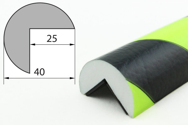 ES4-MAG-NS Profilé de protection dangle (PU) avec aimant - Néon/Noir - Protection contre les chocs - Profil davertissement - Profil de protection