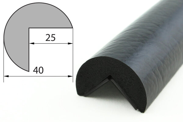 ES4-MAG-S Corner protection profile (PU) with magnet - Black - Impact protection - Warning profile - Protection profile