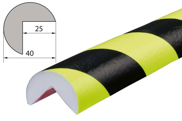 ES4-NS Profilo di protezione per angoli (PU) con superficie adesiva - Neon/Nero - Protezione dagli urti - Profilo di avvertimento - Profilo di protezione