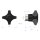 4SG50-IG6 vier Ecken Kunststoff Sterngriff Dm 50 mm Griff Mutter mit Gewinde M6 Messing vernickelt