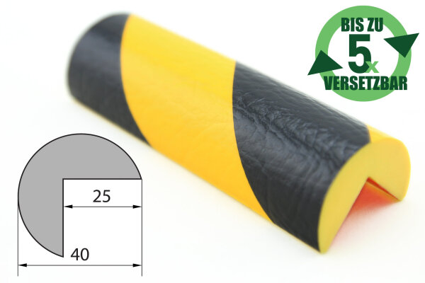 ES4-RE-GS Perfil de protección de esquina (PU) con superficie adhesiva reposicionable - Amarillo/Negro - Protección contra impactos
