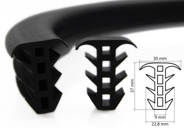ESTP5 - 2 Meter Pieces - EPDM Solid Rubber Frame Profile, Insert Profile, Mushroom Profile, Container Rubber