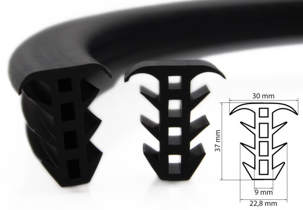 ESTP5 - 1 metre pieces - EPDM solid rubber frame profile, insert profile, mushroom profile, container rubber