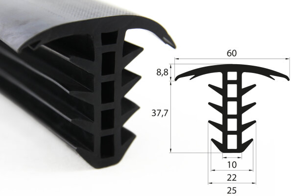 ESTP7 - massief EPDM-rubber kozijnprofiel, insteekprofiel, paddenstoelprofiel, containerrubber