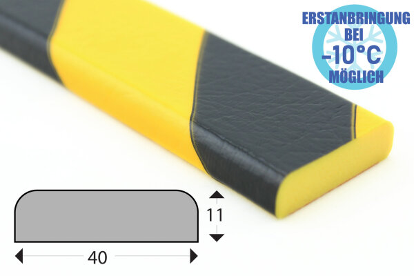 FS1-FR-GS Profilo di protezione superfici (PU) con superficie adesiva permanentemente resistente al gelo - Giallo/Nero - protezione dagli urti