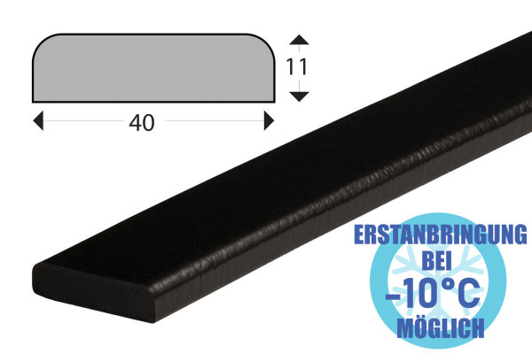 Perfil de protección de superficies FS1-FR-S (PU) con superficie adhesiva apta para heladas permanentes negra - protección contra impactos - perfil de señalización