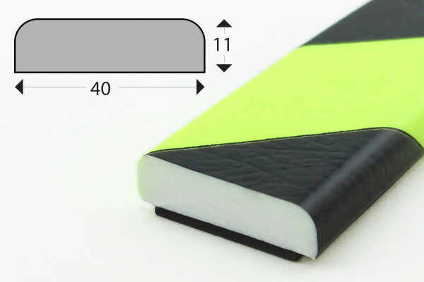 FS1-MAG-NS Flächenschutzprofil (PU) mit Magnet -Neon/Schwarz- Stoßschutz - Warnprofil - Schutzprofil