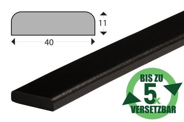 FS1-RE-S surface protection profile (PU) with repeatedly repositionable adhesive surface - black - impact protection - warning profile
