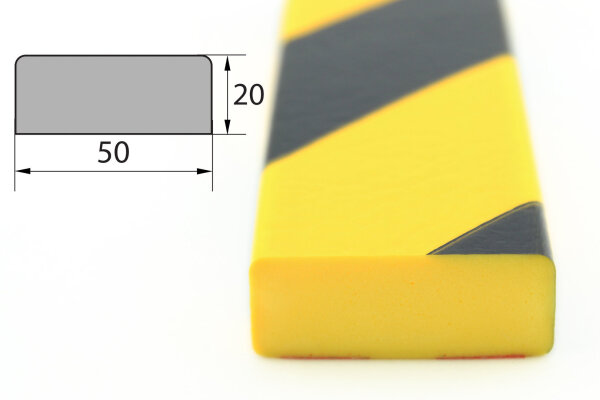 FS2-GS surface protection profile (PU) with adhesive surface - yellow/black - impact protection - warning profile - protective profile