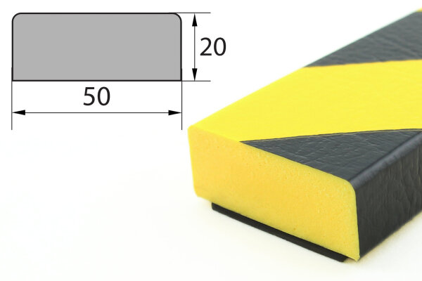 FS2-MAG-GS surface protection profile (PU) with magnet - yellow/black - impact protection - warning profile - protective profile