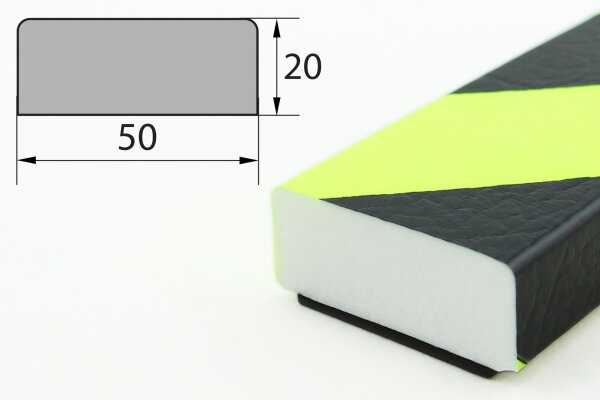 FS2-MAG-NS surface protection profile (PU) with magnet - neon/black - impact protection - warning profile - protective profile