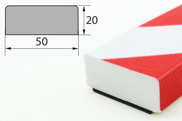 FS2-MAG-RW profilo di protezione superfici (PU) con magnete - rosso/bianco - protezione antiurto - profilo di segnalazione - profilo protettivo