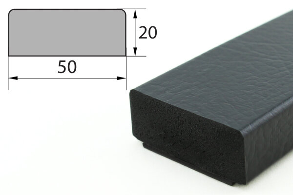 FS2-MAG-S surface protection profile (PU) with magnet - black - impact protection - warning profile - protective profile