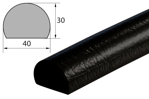 FS5-S Perfil de protección de superficies (PU) con superficie adhesiva - Negro - Protección contra impactos - Perfil de advertencia - Perfil de protección