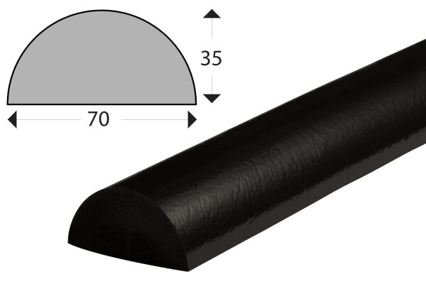 FS6-S-S Flächenschutzprofil (PU) - WEICH - mit Klebefläche - Schwarz - Stoßschutz - Schutzprofil