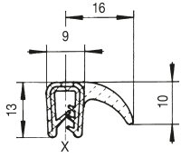 DF10 - EPDM edge protection sealing lip profile rubber seal - clamping range 1-2 mm