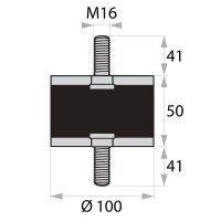 GP-AG/AG-41/41-M16-D100xH50 rubber-metal buffer rubber...