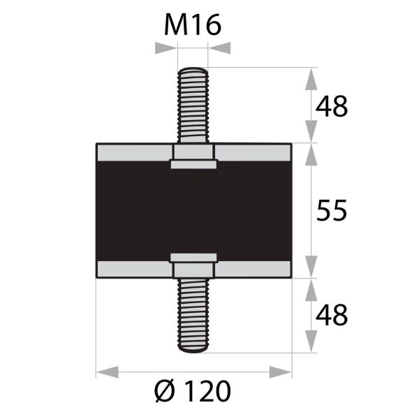GP-AG/AG-48/48-M16-D120xH55 poduszka gumowo-metalowa odbojnik gumowy tłumik drgań silentblock