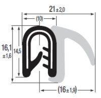 DF11 - PVC/ EPDM Kantenschutz Dichtungs Fahnen Profil Gummi Dichtung - Klemmbereich 1-3,5 mm