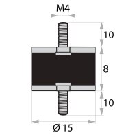 GP-AG/AG-10/10-M4-D15xH8 Gummi-Metall-Puffer Gummipuffer...