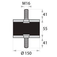 GP-AG/AG-41/41-M16-D150xH55 rubber-metal buffer rubber...