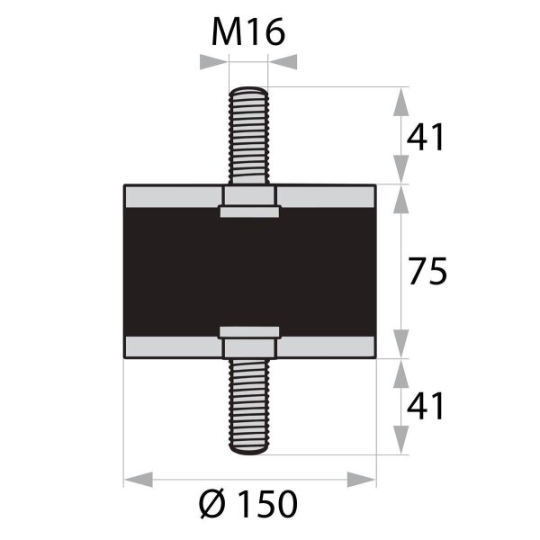 GP-AG/AG-41/41-M16-D150xH75 supporto gomma-metallo tampone in gomma antivibrante silentblock