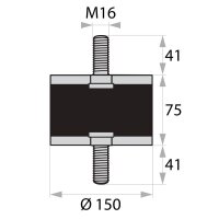 GP-AG/AG-41/41-M16-D150xH75 rubber-metal buffer rubber...