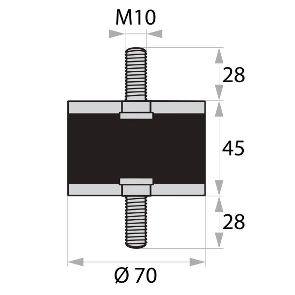 GP-AG/AG-28/28-M10-D70xH45 Gumowo-Metalowy Tłumik Gumowy Tłumik Drgań Silentblock